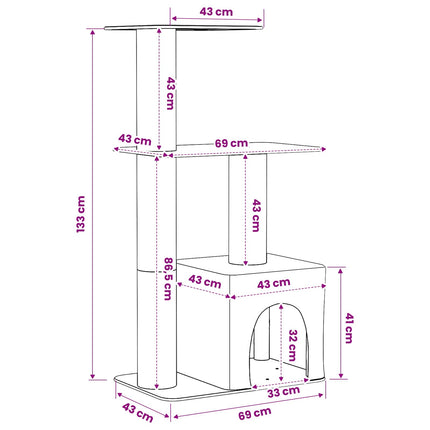 Kattetræ med sisal klatreposter Mørkegrå 133 cm