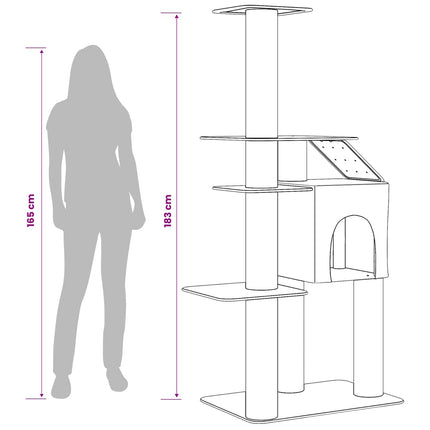 Kattetræ med sisal klatreposter Lysegrå 183 cm