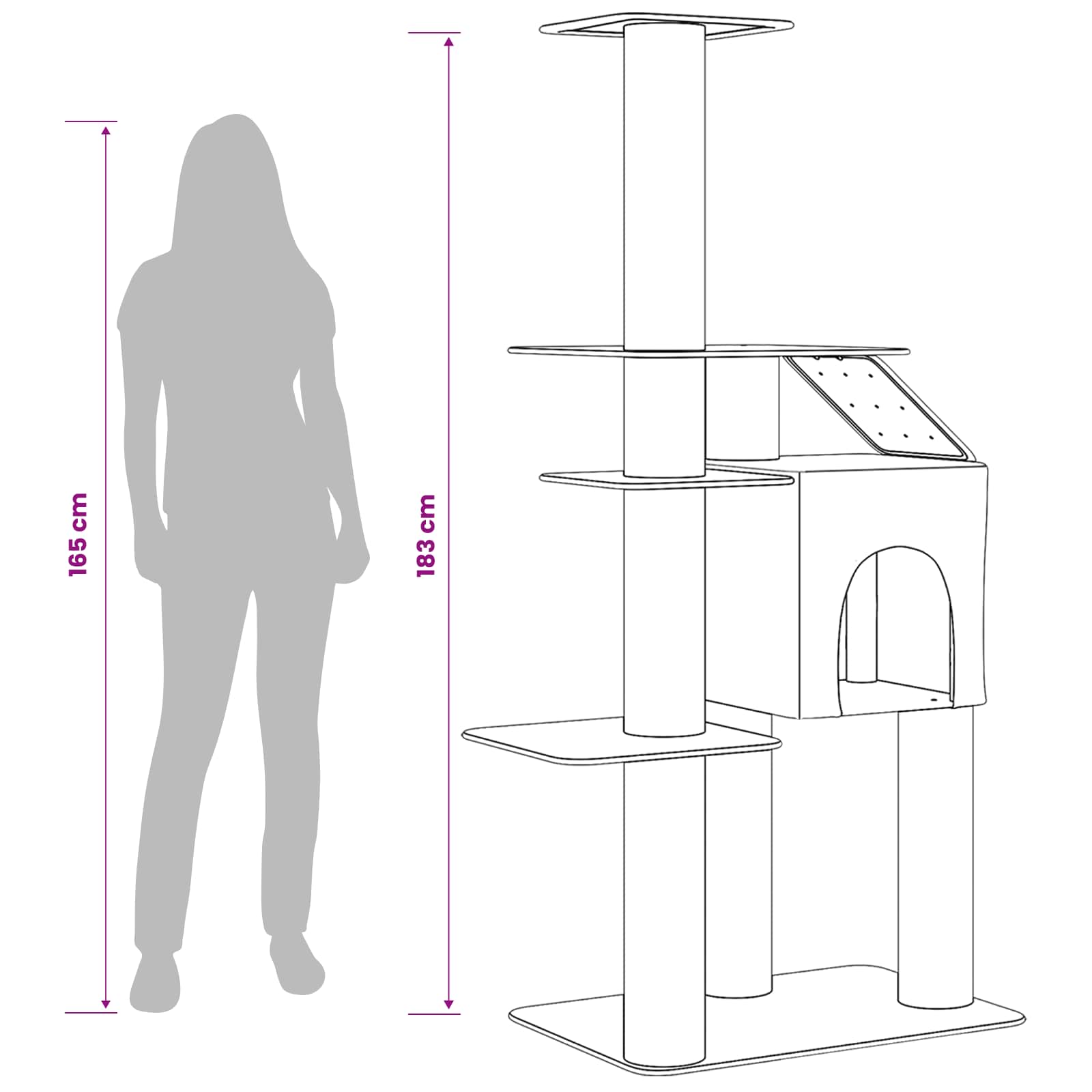 Kattetræ med sisal klatreposter Mørkegrå 183 cm
