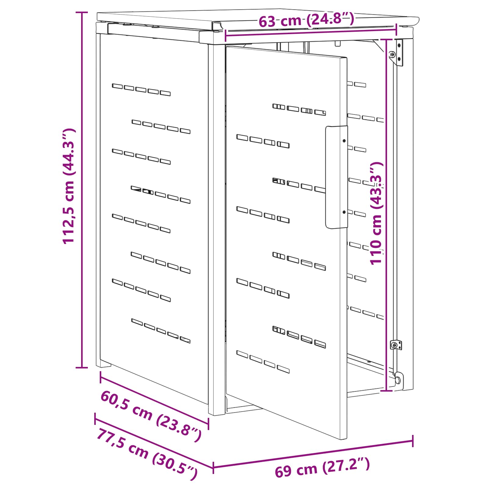Skraldespand opbevaring Grå 77,5 x 69 x 112,5 cm Rustfrit stål