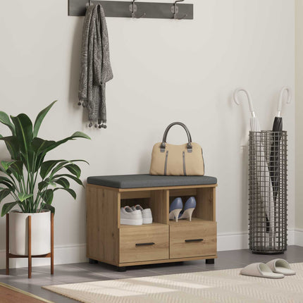 Sko bænk med pude Artisan-eg 60 x 38 x 46 cm Konstrueret træ