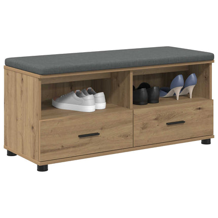 Sko bænk med pude Artisan-eg 100 x 38 x 46 cm Konstrueret træ