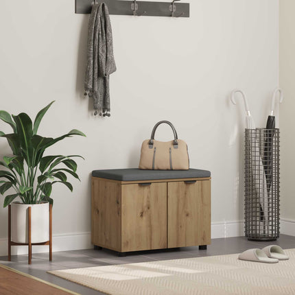 Skobænk med hynde Artisan-eg 60 x 38 x 46 cm Konstrueret træ