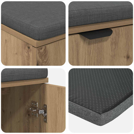 Skobænk med hynde Artisan-eg 100 x 38 x 46 cm Konstrueret træ