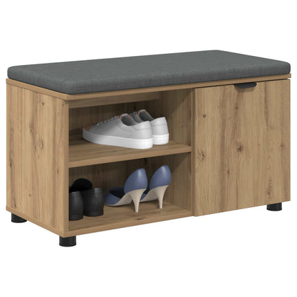 Skobænk med hynde Artisan-eg 80 x 38 x 46 cm Konstrueret træ
