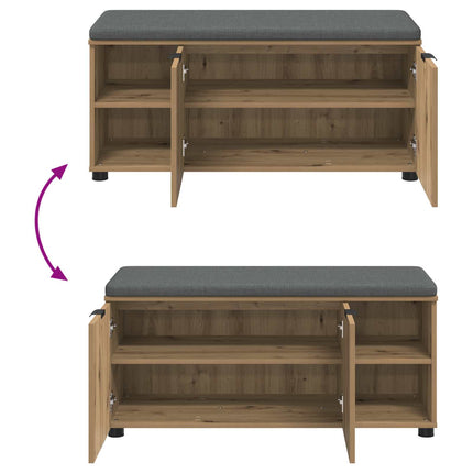 Skobænk med hynde Artisan-eg 100 x 38 x 46 cm Konstrueret træ