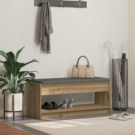 Sko bænk med pude Artisan-eg 103 x 38 x 45 cm Konstrueret træ