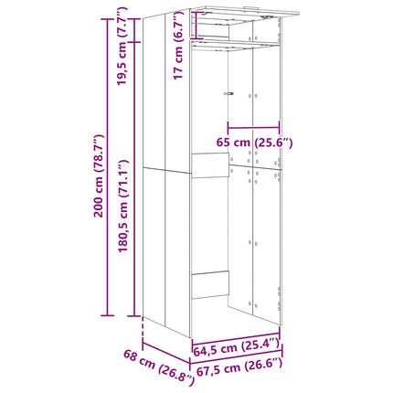Vaskemaskine Skab Hvid 67,5 x 68 x 200 cm Konstrueret træ