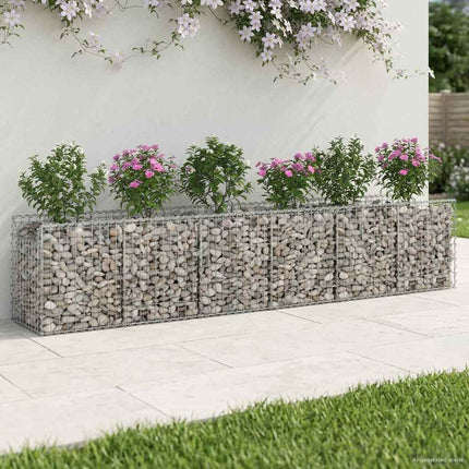 Gabion højbed 2 stk. 300 x 50 x 60 cm Galvaniseret stål Sølv