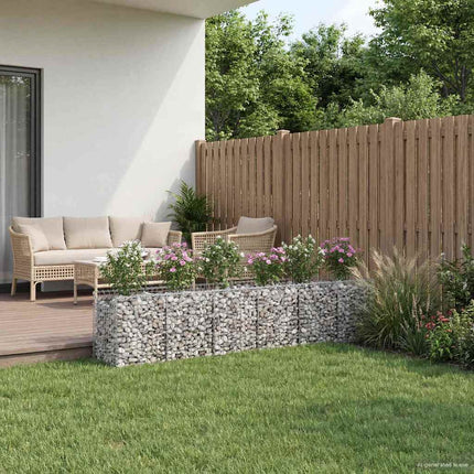 Gabion højbed 2 stk. 300 x 50 x 60 cm Galvaniseret stål Sølv