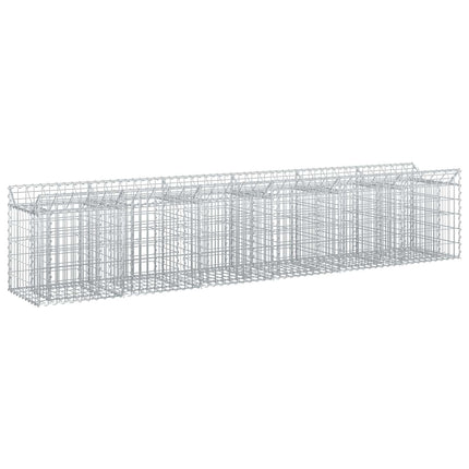 Gabion højbed 2 stk. 300 x 50 x 60 cm Galvaniseret stål Sølv