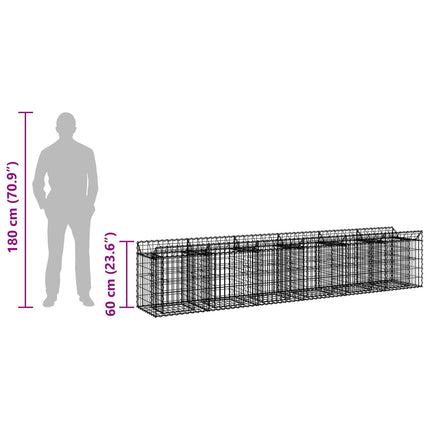 Gabion højbed 2 stk. 300 x 50 x 60 cm Galvaniseret stål Sølv