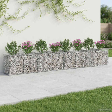 Gabion højbed 2 stk. 400 x 50 x 60 cm Galvaniseret stål Sølv