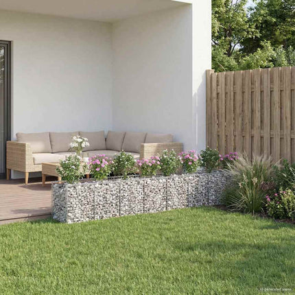 Gabion højbed 2 stk. 400 x 50 x 60 cm Galvaniseret stål Sølv