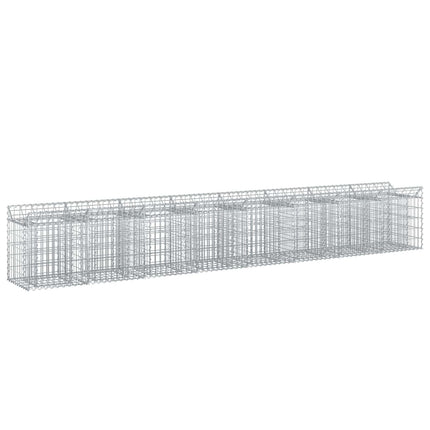 Gabion højbed 2 stk. 400 x 50 x 60 cm Galvaniseret stål Sølv