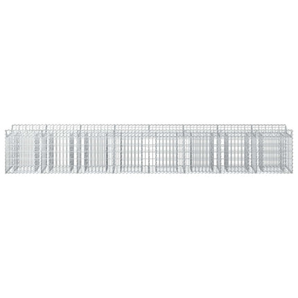 Gabion højbed 2 stk. 400 x 50 x 60 cm Galvaniseret stål Sølv