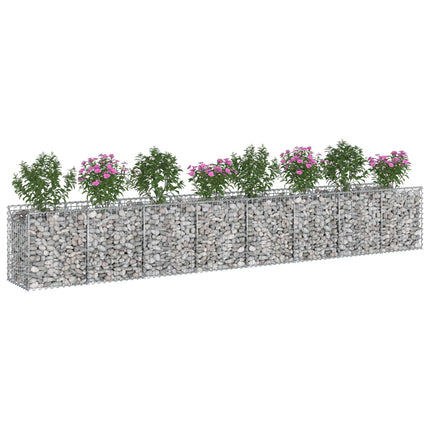 Gabion højbed 2 stk. 400 x 50 x 60 cm Galvaniseret stål Sølv