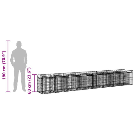 Gabion højbed 2 stk. 400 x 50 x 60 cm Galvaniseret stål Sølv