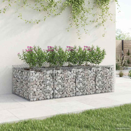 Gabion højbed 2 stk. 200 x 100 x 60 cm Galvaniseret stål Sølv