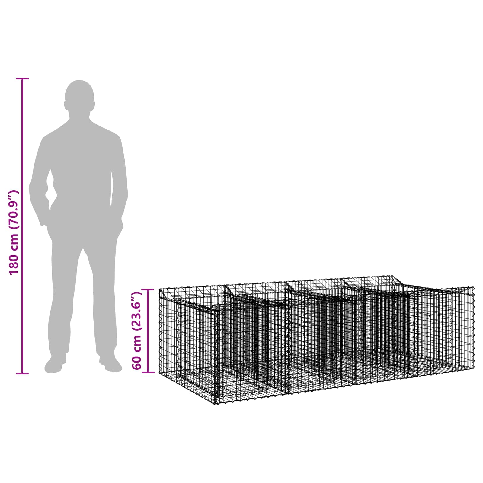 Gabion højbed 2 pcs Sølv