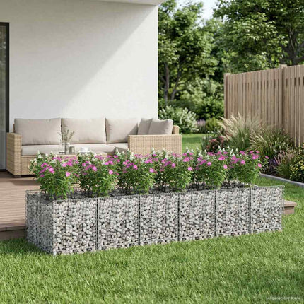 Gabion højbed 2 stk. 300 x 100 x 60 cm Galvaniseret stål Sølv