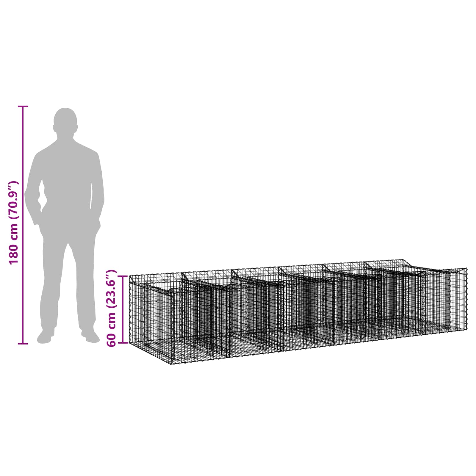 Gabion højbed 2 pcs Sølv