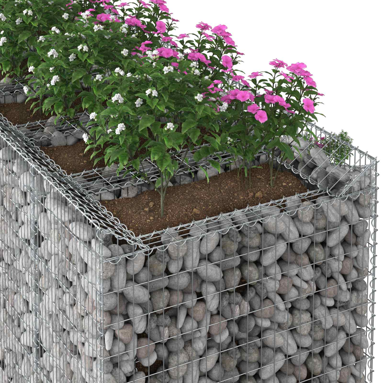 Gabion højbed 3 pcs Sølv