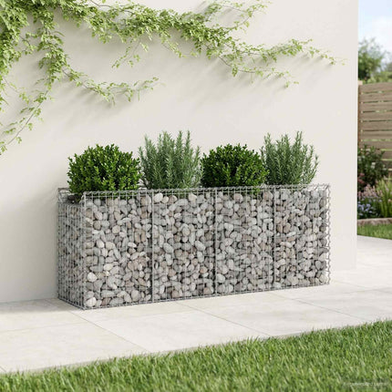 Gabion højbed 2 stk. 200 x 50 x 80 cm Galvaniseret stål Sølv