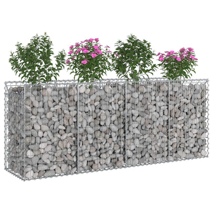 Gabion højbed 2 stk. 200 x 50 x 80 cm Galvaniseret stål Sølv