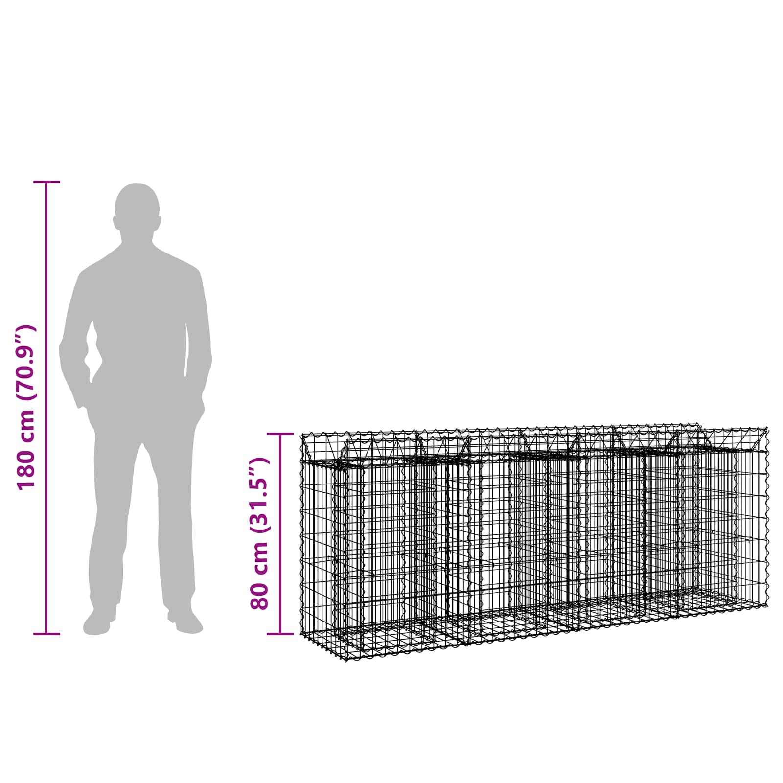 Gabion højbed 2 pcs Sølv