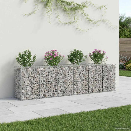 Gabion højbed 2 stk. 300 x 50 x 80 cm Galvaniseret stål Sølv