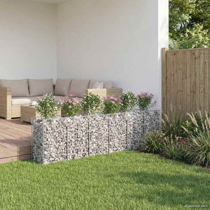 Gabion højbed 2 stk. 300 x 50 x 80 cm Galvaniseret stål Sølv
