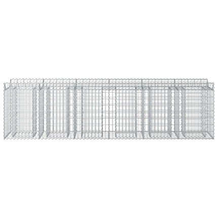 Gabion højbed 2 stk. 300 x 50 x 80 cm Galvaniseret stål Sølv