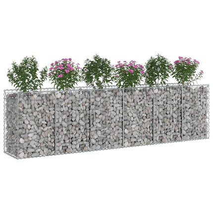 Gabion højbed 2 stk. 300 x 50 x 80 cm Galvaniseret stål Sølv