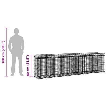 Gabion højbed 2 stk. 300 x 50 x 80 cm Galvaniseret stål Sølv