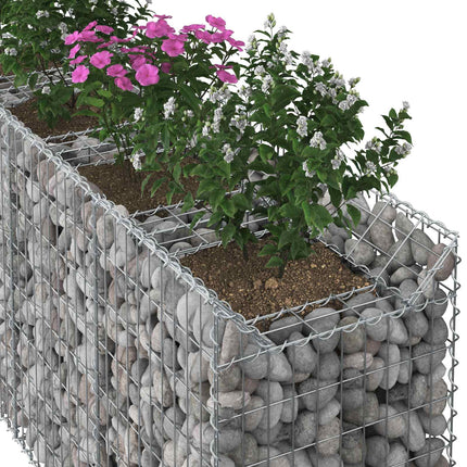 Gabion højbed 3 stk. 400 x 50 x 80 cm Galvaniseret stål Sølv