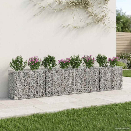 Gabion højbed 3 stk. 400 x 50 x 80 cm Galvaniseret stål Sølv