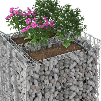 Gabion højbed 2 stk. 100 x 100 x 100 cm Galvaniseret stål Sølv