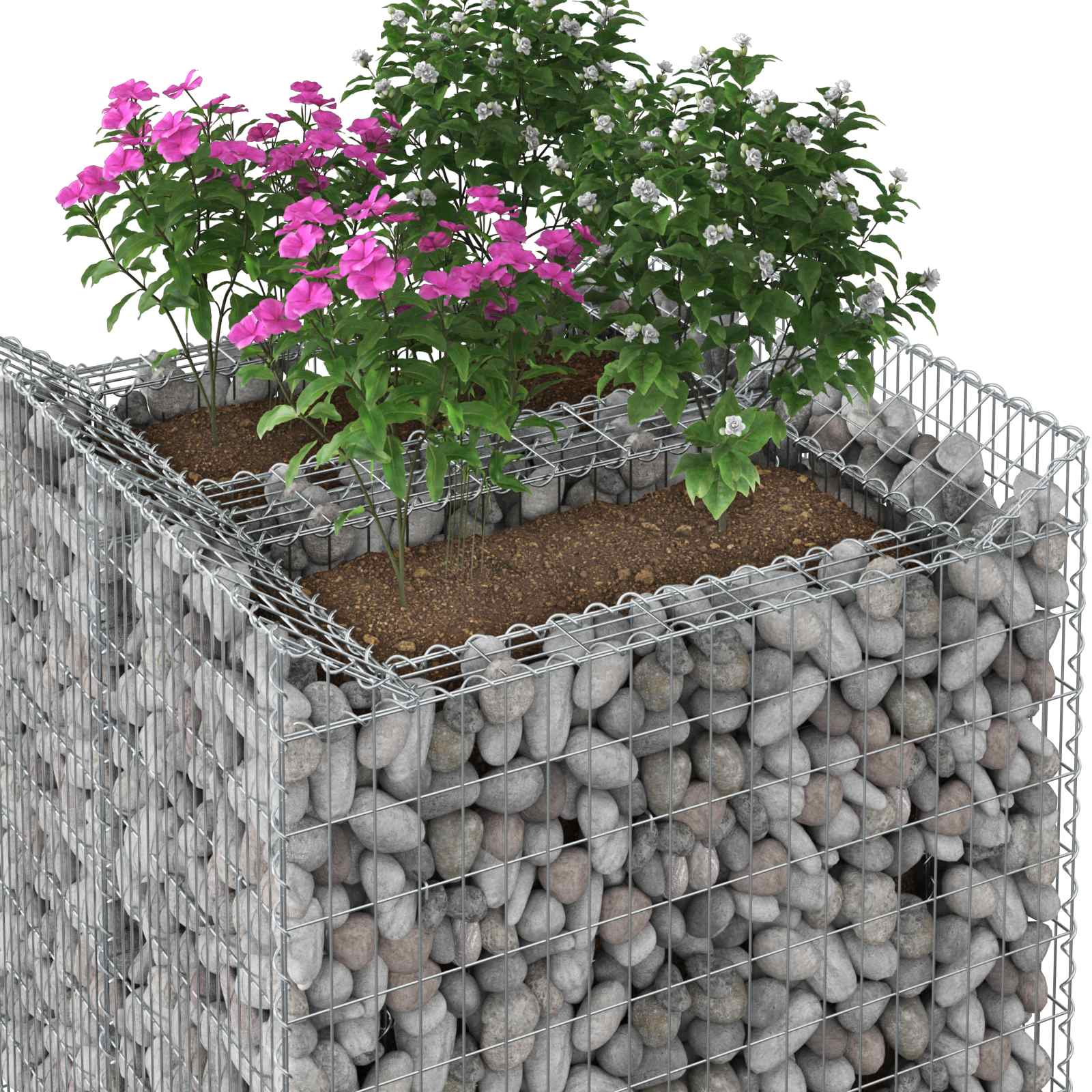 Gabion højbed 2 pcs Sølv