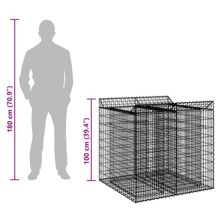Gabion højbed 2 stk. 100 x 100 x 100 cm Galvaniseret stål Sølv