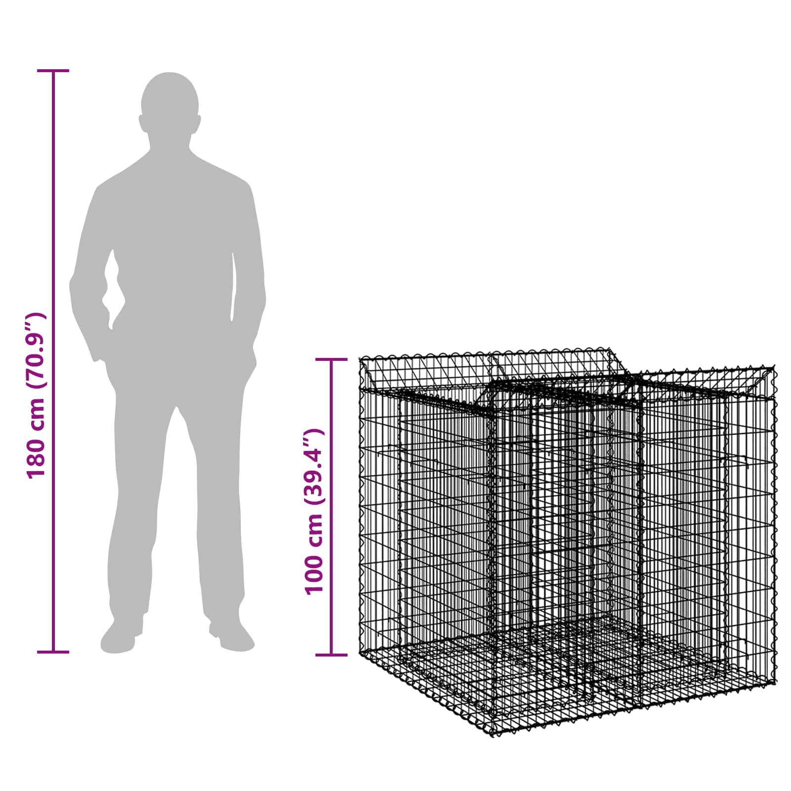 Gabion højbed 2 pcs Sølv