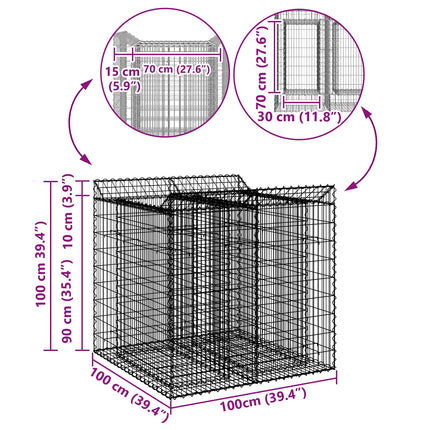 Gabion højbed 2 stk. 100 x 100 x 100 cm Galvaniseret stål Sølv