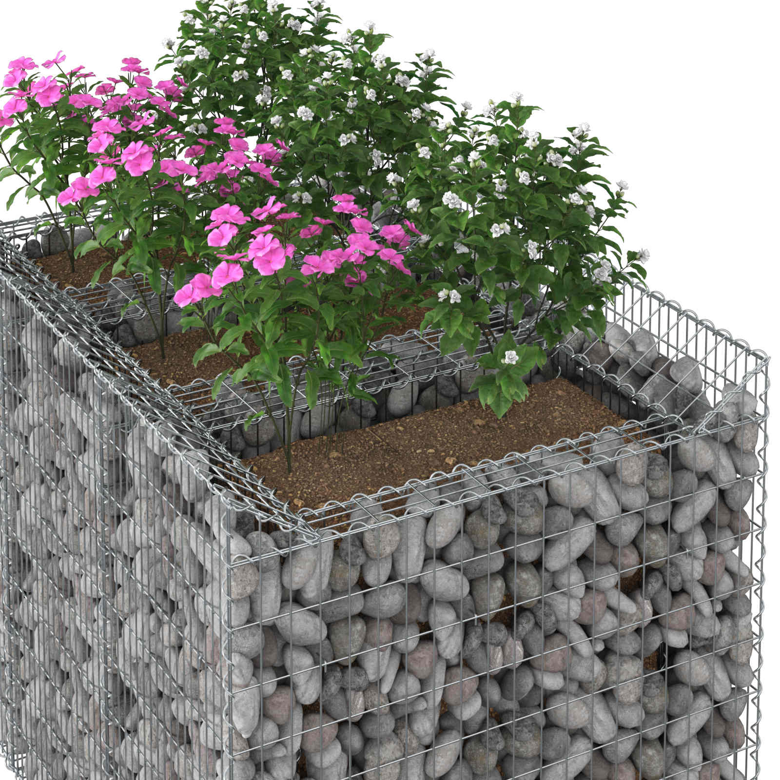 Gabion højbed 2 pcs Sølv