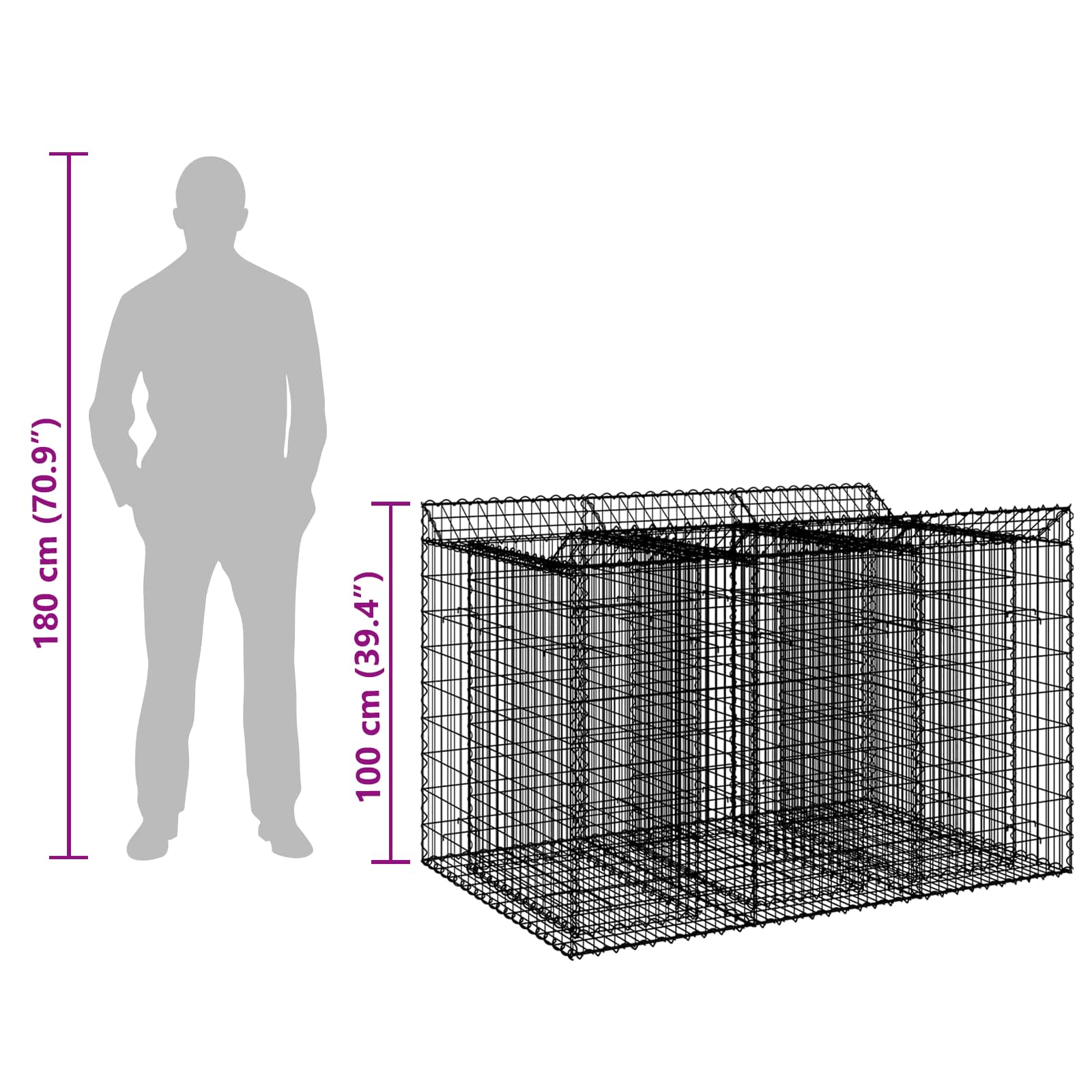 Gabion højbed 2 pcs Sølv
