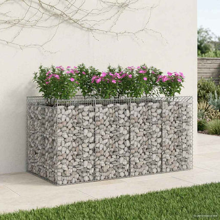Gabion højbed 2 stk. 200 x 100 x 100 cm Galvaniseret stål Sølv