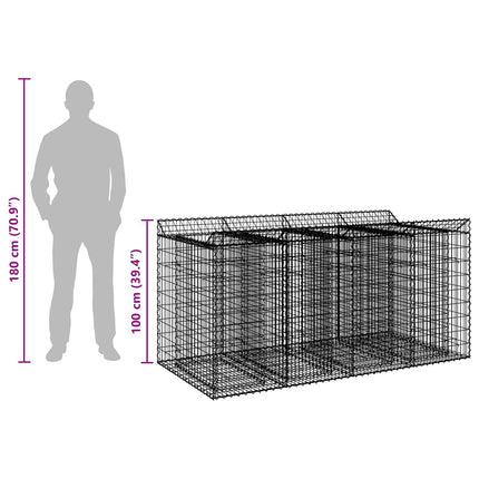 Gabion højbed 2 stk. 200 x 100 x 100 cm Galvaniseret stål Sølv