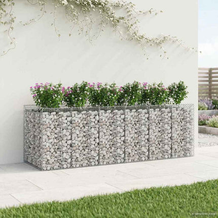 Gabion højbed 3 stk. 300 x 100 x 100 cm Galvaniseret stål Sølv