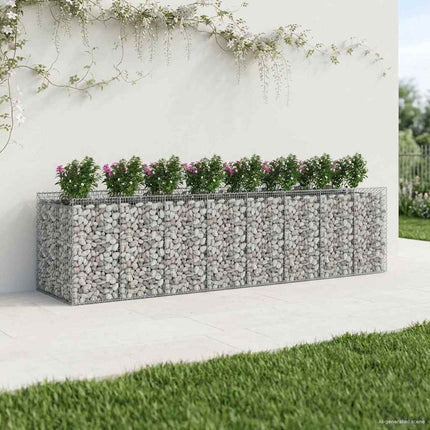Gabion højbed 4 stk. 400 x 100 x 100 cm Galvaniseret stål Sølv