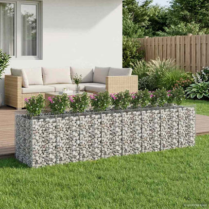 Gabion højbed 4 stk. 400 x 100 x 100 cm Galvaniseret stål Sølv