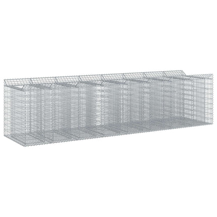 Gabion højbed 4 stk. 400 x 100 x 100 cm Galvaniseret stål Sølv